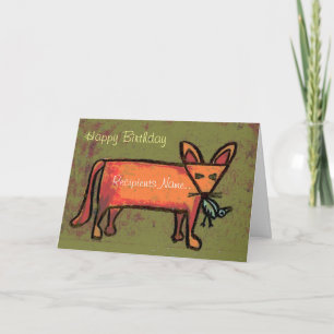 Fat Fox Personalisiert Happy Birthday Art Card Karte