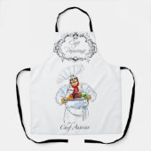 Fat French Chef Serving Gourmet Dinner Paris Cafe Schürze (Vorderseite)