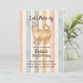 Fat Orange Watercolor Cat Birthday Collection Einladung (Stehend Vorderseite)