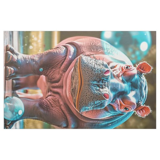 Fat Quarter Whimsical Hippos Bubbles Pink Blue Stoff (Fat Quarter (45,7 x 55,9 cm))