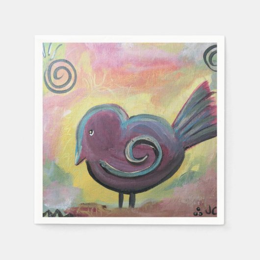 Fat Red Bird Fine Art Poster Serviette (Vorderseite)