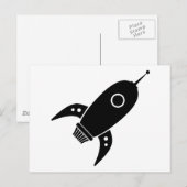 Fat Retro Rocket Ship Black Postkarte (Vorne/Hinten)