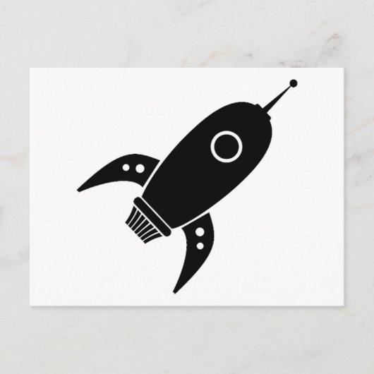 Fat Retro Rocket Ship Black Postkarte (Vorderseite)
