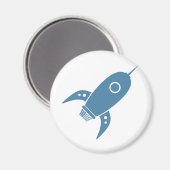 Fat Retro Rocket Ship Blue Magnet (Vorderseite/Rückseite)