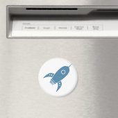 Fat Retro Rocket Ship Blue Magnet (In Situ (Geschirrspüler))