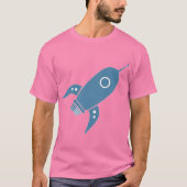 Fat Retro Rocket Ship Blue T-Shirt (Vorderseite)