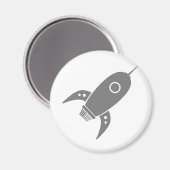 Fat Retro Rocket Ship Gray Magnet (Vorderseite/Rückseite)