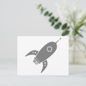 Fat Retro Rocket Ship Gray Postkarte (Stehend Vorderseite)