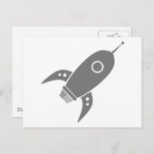 Fat Retro Rocket Ship Gray Postkarte (Vorne/Hinten)