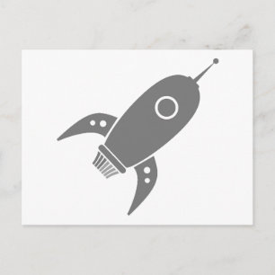 Fat Retro Rocket Ship Gray Postkarte
