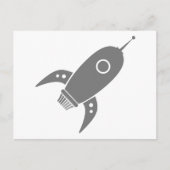 Fat Retro Rocket Ship Gray Postkarte (Vorderseite)