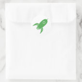 Fat Retro Rocket Ship Green Runder Aufkleber (Tasche)