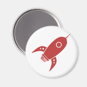 Fat Retro Rocket Ship Red Magnet (Vorderseite/Rückseite)