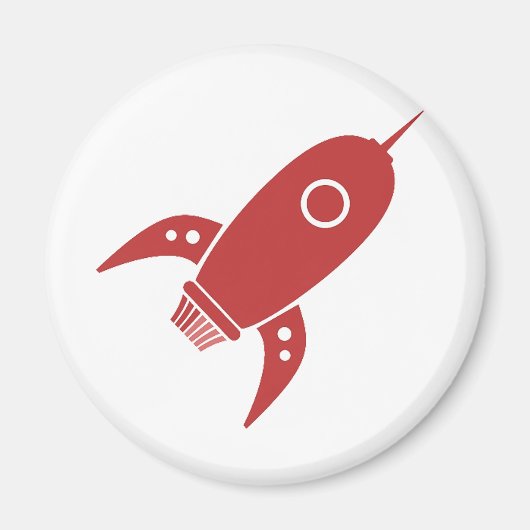 Fat Retro Rocket Ship Red Magnet (Vorne)