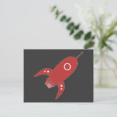 Fat Retro Rocket Ship Red Postkarte (Stehend Vorderseite)
