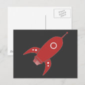 Fat Retro Rocket Ship Red Postkarte (Vorne/Hinten)