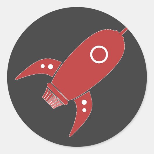 Fat Retro Rocket Ship Red Runder Aufkleber (Vorderseite)