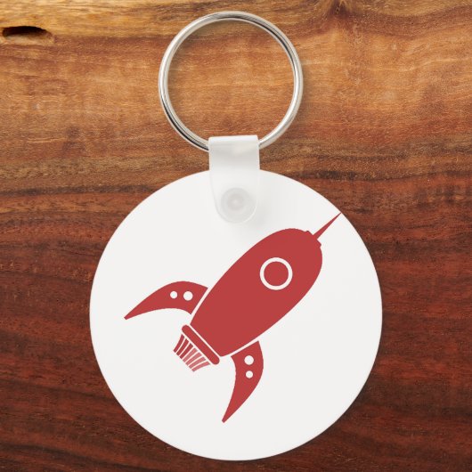 Fat Retro Rocket Ship Red Schlüsselanhänger (Vorderseite)