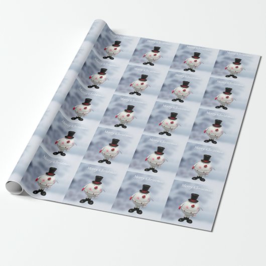 Fat Round Funny Tin Snowman Geschenkpapier (Ungerollt)