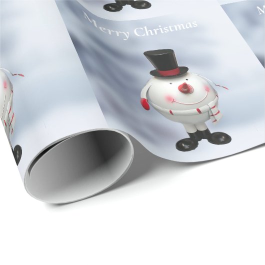 Fat Round Funny Tin Snowman Geschenkpapier (Rolleneckpunkt)