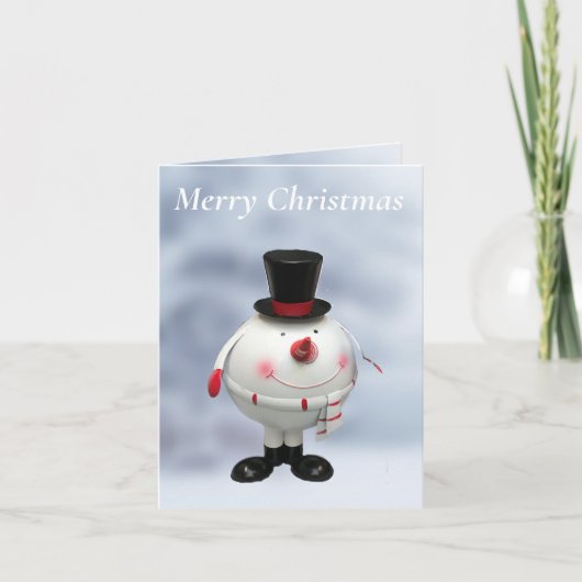 Fat Round Funny Tin Snowman Karte (Vorderseite)
