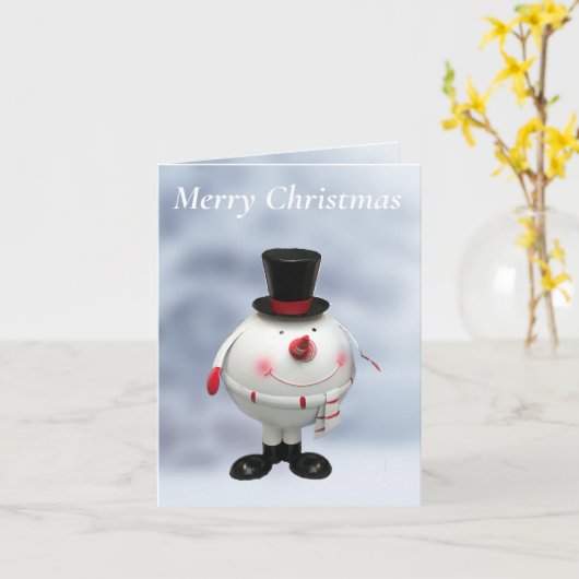 Fat Round Funny Tin Snowman Karte (Gelbe Blume)
