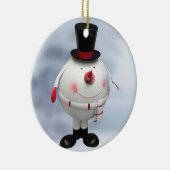 Fat Round Funny Tin Snowman Keramik Ornament (Rechts)