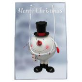 Fat Round Funny Tin Snowman Mittlere Geschenktüte (Rückseite)