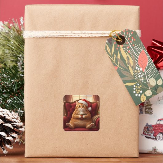 Fat Santa Cat with Hot Chocolate Stickers (Feiertag)