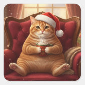 Fat Santa Cat with Hot Chocolate Stickers (Vorderseite)