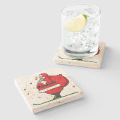 Fat Ski Weihnachtsmann Weihnachten Steinuntersetzer (Seitenansicht)