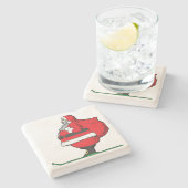 Fat Skiing Santa Claus Christmas Steinuntersetzer (Seitenansicht)