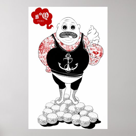 Fat Tattooed Wrestler Poster (Vorne)