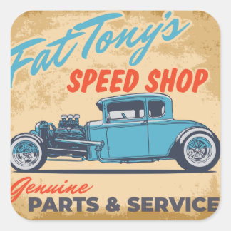 Fat Tonys Speed Shop Quadratischer Aufkleber