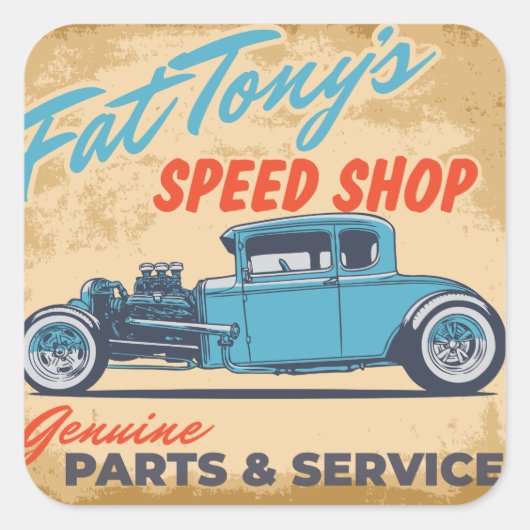 Fat Tony's Speed Shop Quadratischer Aufkleber (Vorderseite)