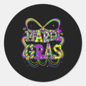 Fat Tuesday Mardi Gras Coquette Bow Kids Girls Wom Runder Aufkleber (Vorderseite)