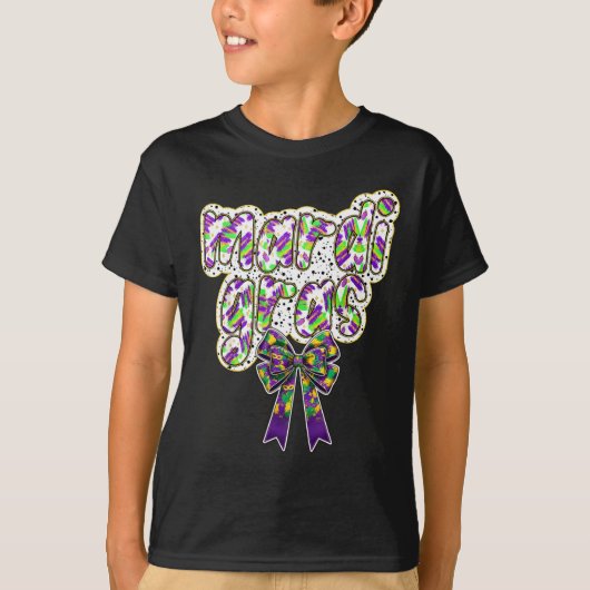 Fat Tuesday Mardi Gras Coquette Bow Kids Girls Wom T-Shirt (Vorderseite)