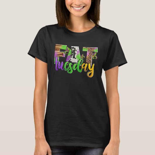 Fat Tuesday Mardi Gras Leopard And Cowhide T-Shirt (Vorderseite)