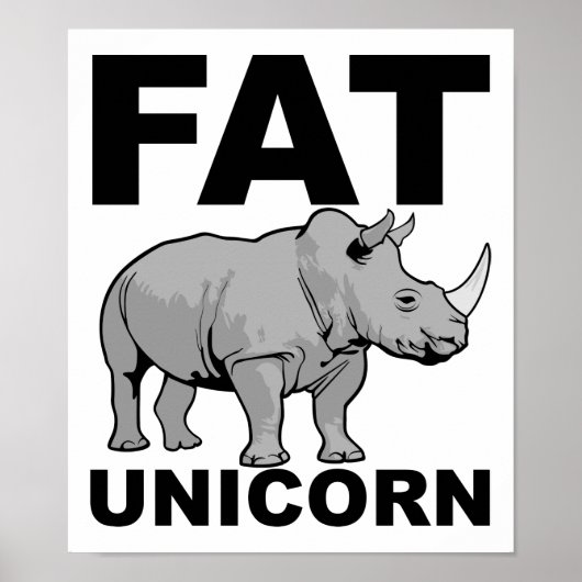 Fat Unicorn Rhino Funny Poster (Vorne)