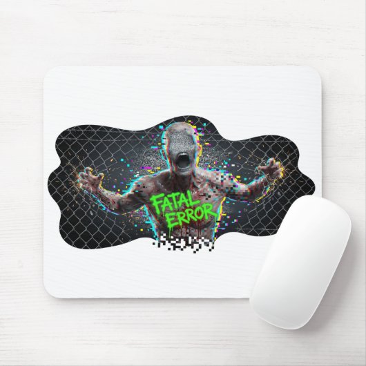 Fatal Error – Glitch Zombie Cyber Horror Mousepad (Mit Mouse)