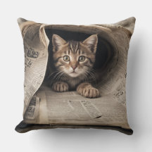 fatastick cat Throw Pillow