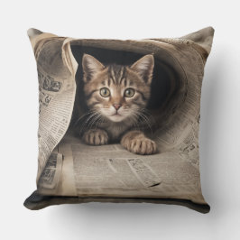 fatastick cat Throw Pillow Kissen
