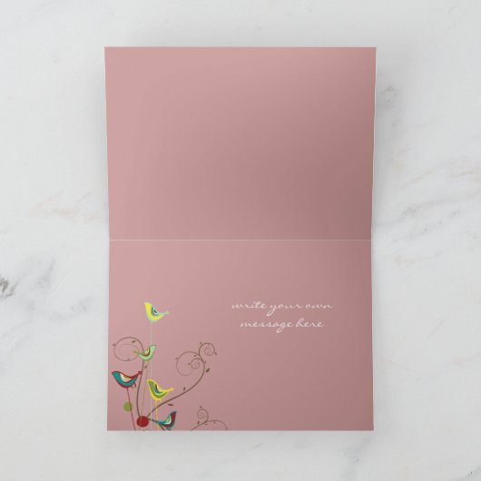 Fatatin Colorful Summer Birds Wirbel Wedding Card (Innenseite)