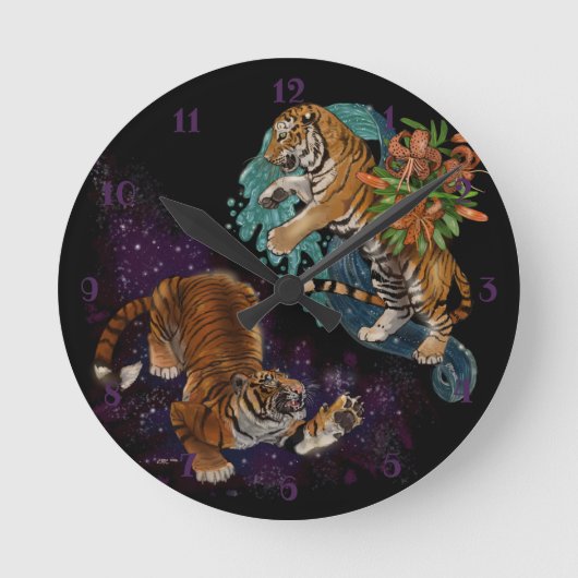 Fate in the Stars Tigers  Runde Wanduhr (Vorderseite)