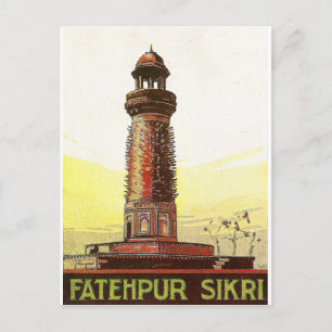 Fatehpur Sikri Stadt, Indien, Vintage-Reise Postkarte
