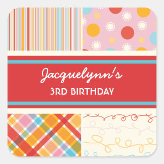 Fatfatin Retro Candy Pink Combo Geburtstagsticker Quadratischer Aufkleber