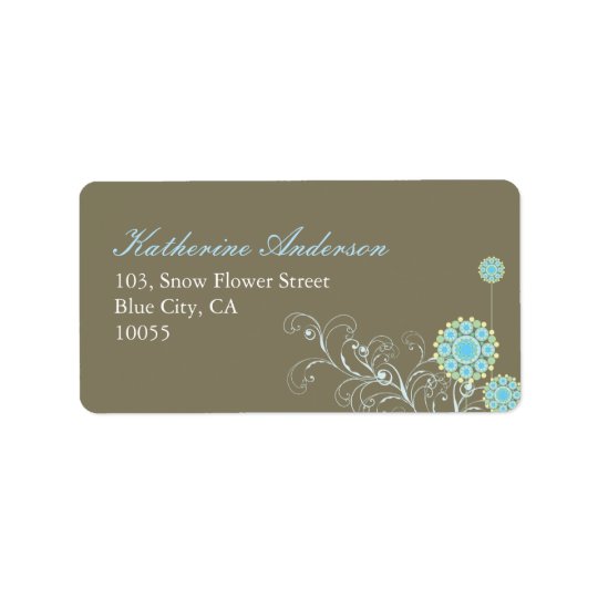 fatfatin Schnee-Blumen-Wirbels-blaues Adressaufkleber
