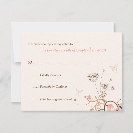 Fatfatin Sweet Heart Butterfly Wirbel RSVP Karte (Vorderseite)