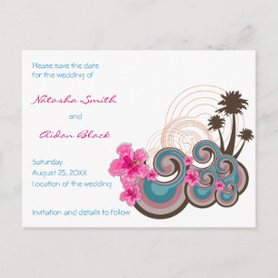 Fatfatin Tropical Waves Hibiskus Save the Date Ankündigungspostkarte