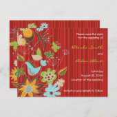 Fatfation Red Floral Garden Save the Date Postkart Ankündigungspostkarte (Vorne/Hinten)